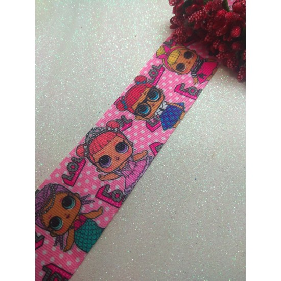 Лента репсовая с рисунком LOL 4 см, цена за 1 м